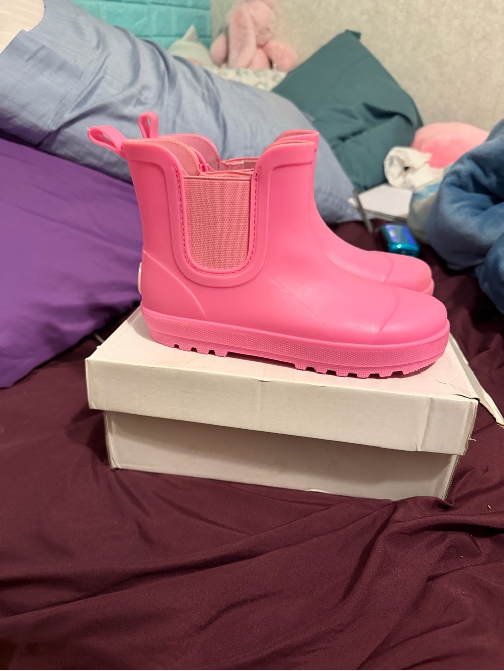 BearPaw Kids Hot Pink Chelsea-Style Waterproof Rain Boots